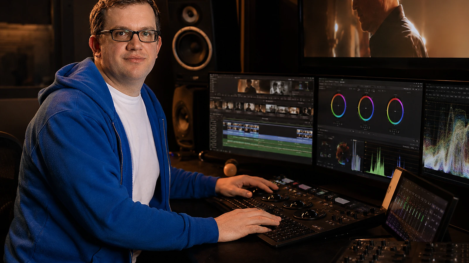 Adrian Oeschger bei Schnitt, Color Grading und Tonbearbeitung